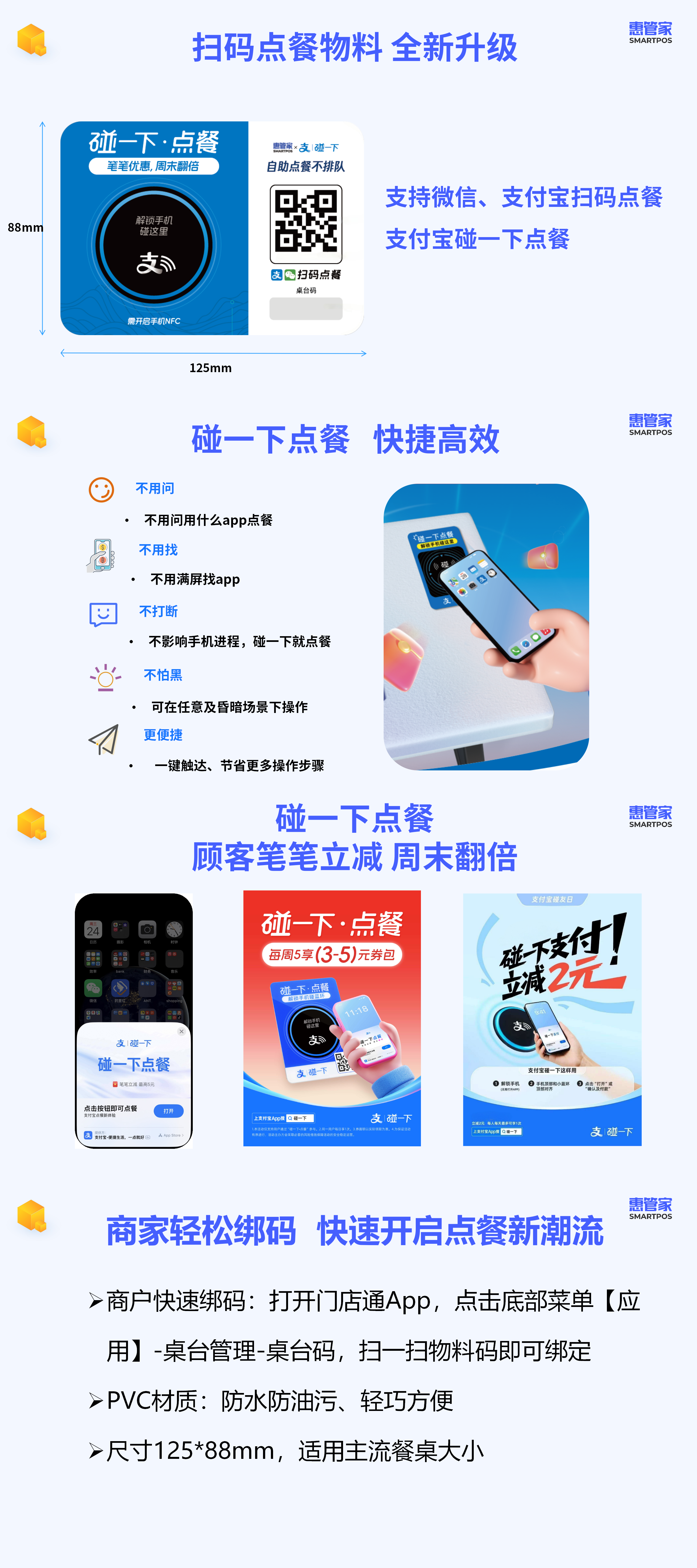 微信支付宝扫码&碰一下点餐